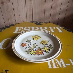 Vintage Hearthside Garden Festival Stoneware Plate Made in Japan Floral Design